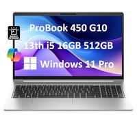 HP ProBook 450 G10 Ordinateur portable professionnel (15,6 po FHD antireflet, Intel 10-Core i5-1334U, 16 Go de RAM, 512 Go SSD, (Beats i7-1255U)) KB rétroéclairé, webcam, Ethernet, Wi-Fi 6E, Win 11