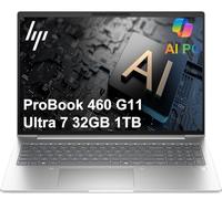 HP ProBook 460 G11 Ordinateur portable professionnel (16" FHD+, Intel Ultra 7 155U, 32 Go de RAM DDR5, SSD 1 To) HP Wolf Security, KB numérique rétroéclairé, webcam infrarouge 1080p, empreintes