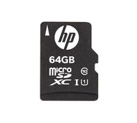 HP SDU64GBXC10HP-EF Carte MicroSDXC 64 Go UHS-I U1 Classe 10, adaptateur SD inclus, certification CE/RoHS, couleur noire.