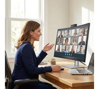 HP Serie 7 Pro Écran de conférence 5K2K 39,7'' Écran incurvé 5K2K de 39,7 pouces avec webcam 4K intégrée, microphones et haut-parleurs pour des