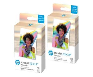 HP Sprocket 2,3 x 3,4 Premium Instant Zink Sticky Back Lot de 100 feuilles de papier photo compatible avec les imprimantes HP Sprocket Select et Plus.