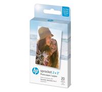 HP Sprocket 2 x 3 po (5,1 x 7,5 cm) Premium Zink Papier photo adhésif, 20 feuill