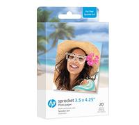 HP Sprocket 3.5 x 4.25 (8.9x10.8 cm) Premium Zink Papier Photo Autocollant prédécoupé, 20 Feuilles, Compatible avec Les imprimantes Photo Sprocket 3x4 et Photobooth