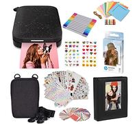 HP Sprocket Couleur Imprimante Photo Portable (Noir) Imprime instantanément des Photos Autocollantes Zink 2x3 à partir de Votre Appareil iOS et Android