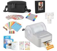 HP Sprocket Panorama Imprimante Photo et étiquettes Couleur Portable instantanée (Gris) Coffret Cadeau avec étui, Rouleau Zink, Album Photo, marqueurs, Autocollants et Cadres