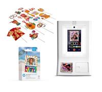 HP Sprocket Photomaton Imprimante Photo Couleur instantanée (Blanc) + Papier Zink (100 Feuilles) + Accessoires pour photomaton Luau Party (30)