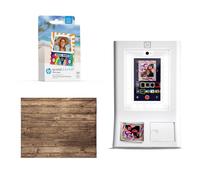 HP Sprocket Photomaton Imprimante Photo Couleur instantanée (Blanc) + Papier Zink (100 Feuilles) + Toile de Fond Murale en Bois Vintage (1)