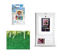 HP Sprocket Photomaton Imprimante Photo Couleur instantanée (Blanc) + Papier Zink (100 Feuilles) + Toile de Fond Photo Feuilles (1)