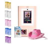 HP Sprocket Photomaton Imprimante Photo Couleur instantanée (Rose) + Papier Zink (100 Feuilles) + Chapeau Rose (1) + Toile de Fond en Aluminium (10)