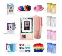 HP Sprocket Photomaton Imprimante Photo Couleur instantanée (Rose) + Papier Zink (100 Feuilles) + Fedoras (6) + Lunettes (6) + Chapeau Rose (1) et Plus
