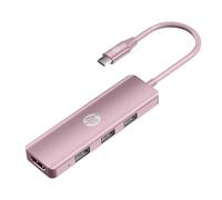 HP Station d'accueil USB C - Concentrateur USB C multi-ports 5 en 1 avec HDMI 4K, alimentation 100 W, pour ordinateurs portables, MacBook, iPad, Thinkpad et plus encore, rose