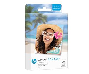 HP Zink Lot de 20 Feuilles de Papier Photo à Dos adhésif Compatible avec imprimante Photo HP Sprocket 8,9 x 10,8 cm