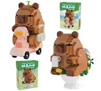 Hpbaggy 2 Pièces Blocs de Construction Capybara, 10.8 CM Mini Brique Figure Capybara, Jeux de Construction Capibara, Mini Blocs Capybara Ensemble, Cadeaux de Fête, Décoration de Maison