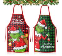 Hpbaggy 2 pièces Tabliers de Noël,Tablier décoratif avec Merry Christmas et motifs de Noël, Parfait pour cuisiner et pâtisser à Noël et la veille