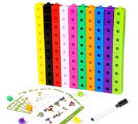 Hpbaggy Jeu de 100 Cube Activity Kit, Math Cubes, Cube Mathématiques, Cubes pour Compter, Mathematics Enlightenment Toy Blocks, avec 18 Cartes de Questions, Partir de 3 Ans