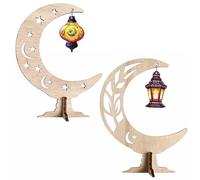 Hpbaggy Ramadan Decoration Bois, Eid Mubarak Moon Star, Décoration Ramadan et l'aïd, Ramadan Mubarak Décoration Bois, Ornement en Bois Eid Mubarak, Mubarak Décoration pour Fête à la Maison