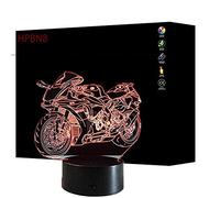 HPBN8 3D Moto LED Lampe Art Déco Lampe la Couleur Changeant Lumières LED Décoration Décoration Maison Enfants Meilleur Cadeau Lumière Touch Control 7 Couleurs Change USB Lampes Bureau Powered