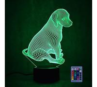 HPBN8 Ltd 3D Chien LED Lampe Art Déco Lampe lumières LED Décoration Lumière Contrôle à distance 7/16 couleurs Change Alimenté par USB Enfants Cadeau Anniversaire Noël Cadeau