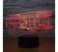 HPBN8 Ltd Créatif 3D Camion de Pompier Nuit Lampe Art Déco Lampe Lumières LED Décoration Lampes Touch Control 7 Couleurs Change Veilleuse USB Powered Enfants Cadeau Anniversaire Noël Cadeaux