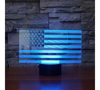 HPBN8 Ltd Créatif 3D Drapeau américain Nuit Lampe Art Déco Lampe Lumières LED Décoration Lampes Touch Control 7 Couleurs Change Veilleuse USB Powered Enfants Cadeau Anniversaire Noël Cadeaux