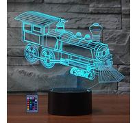 HPBN8 Ltd Illusion 3D Train LED Lampe Art Déco Lampe Lumières Décoration Lumière Télécommande Touch Control 7/16 Couleurs Change Alimenté par USB Enfants Cadeau Anniversaire Décoration de Noël