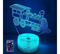 HPBN8 Ltd Illusion 3D Train LED Lampe Art Déco Lampe Lumières LED Décoration Lampes Télécommande 7/16 Couleurs Change Veilleuse Alimentation USB Enfants Cadeau Anniversaire Noël Cadeaux