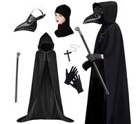 HpCuales Costume de médecin de la peste, masque d'oiseau médiéval d'Halloween pour homme et femme, accessoire de médecin de la peste pour Halloween, cosplay