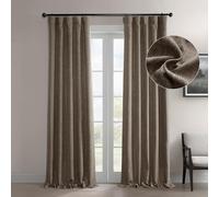 HPD Half Price Drapes BOCH-LN185-P Rideaux occultants en Faux Lin pour Chambre à Coucher (1 Panneau), 127 x 243 cm, Cacao néerlandais