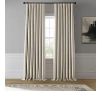 HPD Half Price Drapes - Faux Linen Curtains for Living Room (1 Panel) - 50W X 120L - Textured Room Darkening Curtains for Bedroom 120 inches Long - Drapes for Home Decor, Birch