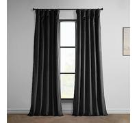 HPD Half Price Drapes Heritage Rideaux occultants en Velours Pelucheux de 243 cm de Long pour Chambre à Coucher et Salon 127 x 243 cm (1 Panneau), Noir