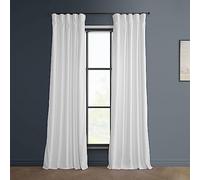 HPD Half Price Drapes Heritage Rideaux occultants en Velours Pelucheux de 243 cm de Long pour Chambre à Coucher et Salon 127 x 243 cm (1 Panneau), Blanc