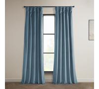 HPD Half Price Drapes Heritage Rideaux occultants en Velours Pelucheux pour Chambre à Coucher et Salon - 1 Panneau - 127 x 243 cm - Bleu Danemark