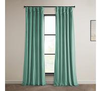 HPD Half Price Drapes Heritage Rideaux occultants en Velours Pelucheux pour Chambre à Coucher et Salon - 1 Panneau - 127 x 274 cm - Vert Sarcelle Clair