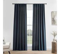 HPD Half Price Drapes LN-XS1708-84 Rideau en Lin français 1 Panneau 50 x 84 Bleu Marine