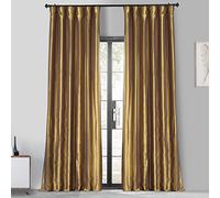 HPD Half Price Drapes PTCH-BO404-96 Rideaux occultants pour Chambre à Coucher et Salon - en Taffetas de Soie synthétique - 1 Panneau - 127 x 243 cm - Épices dorées