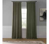 HPD Half Price Drapes Rideaux occultants en Lin synthétique pour Chambre à Coucher et Salon (1 Panneau), 127 x 243,8 cm (l x L), Vert Kaki