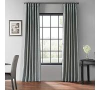 HPD Half Price Drapes Rideaux occultants en Soie synthétique de 274,3 cm de Long pour Chambre à Coucher et Salon - Rideau occultant texturé Vintage (1 Panneau), 127 x 274 cm (l x L), Gris tempête