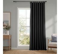 HPD Half Price Drapes Rideaux occultants Extra Larges texturés en Faux Lin pour Chambre à Coucher et Salon, décoration d'intérieur, 254 cm de Large x 213,4 cm de Long, Noir Essentiel