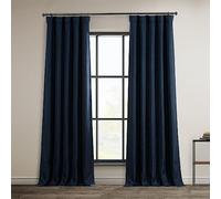 HPD Half Price Drapes Rideaux occultants texturés en Faux Lin pour Chambre à Coucher - 243,8 cm de Long (1 Panneau), 127 x 243 cm (l x L), Bleu Marine