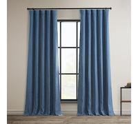 HPD Half Price Drapes Rideaux occultants texturés en Faux Lin pour Chambre à Coucher - 274 cm de Long (1 Panneau), 127 x 274 cm (l x L), Denim