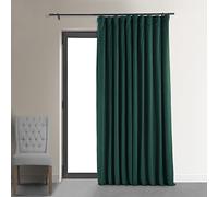 HPD Half Price Drapes Signature Lot de 1 Rideau occultant en Velours avec Passe-Tringle, Bloque Chaleur et lumière, pour Chambre et Salon, 254 x 213,4 cm (l x L), Vert (Blackforest Green)