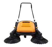 HPDTZ Balayeur Balayette Brosse Réservoir Poignée Roue Nettoyage Manuel 105 cm Largeur de Nettoyage 55 L Capacité pour Entrepôt Cour Jardin Vente au détail