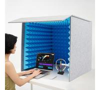 HPDTZ Couvercle insonorisant de bureau, pliable, 60 x 60 x 60 cm, cabine acoustique et panneau pour enregistrement, boîte de son portable, absorbeur de panneau pour microphone au bureau, bleu