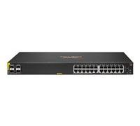 Hewlett Packard Enterprise Aruba 6100 24G Class4 PoE 4SFP+ 370W Géré L3 Gigabit Ethernet (10/100/1000) Connexion Ethernet, supportant l'alimentation Via ce Port (PoE) 1U Noir