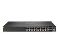 HPE Aruba Networking CX 6200F 24G Class 4 PoE 4SFP 370W Switch - Commutateur - distance max. d'empilage de 10 km - C3 - Géré - 24 x 10/100/1000 (PoE+) + 4 x 100/1000 SFP - de l'avant et du côté vers l