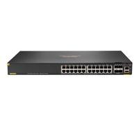 HPE Aruba Networking CX 6200F 24G Class 4 PoE 4SFP 370W Switch - Commutateur - distance max. d'empilage de 10 km - C3 - Géré - 24 x 10/100/1000 (PoE+) + 4 x 100/1000 SFP - de l'avant et du côté vers l