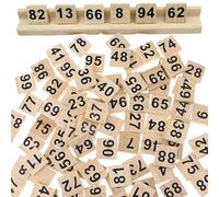 Hperu 100 pièces Blocs de Chiffres 1x1 Pouce Bloc de Chiffres imprimé Clair en Bois Montessori éducatifs pour Enfants Jeu société Jeu d'orthographe Jouet en Bois