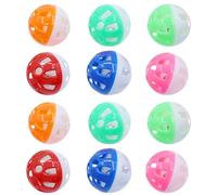 Hperu 12pcs Cat Toy Ball avec Cloche, 1, 5 Pouce en Maille colorée Hollow Abs Plastic Jingle Voice Interactive Toys pour Chaton, Couleur aléatoire