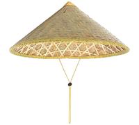 Hperu 1pc chinois chinois 14 pouces chapeau de riz oriental bambou conique avec corde réglable paille touristique capuchon de pluie, accessoire costume riz conique tissé, jaune clair