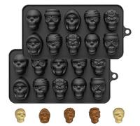 Hperu 2pcs Skull Silicone Moule 10 Cavité Cavité Ressivant à la chaleur 3D Pan de cuisson pour chocolate Cake Cake Halloween DIY DÉCOR